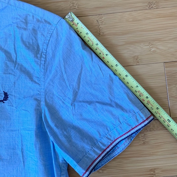 Fred Perry Short Sleeve Cotton Button Casual Oxford Shirt Size S Trim Detailing - Picture 14 of 14